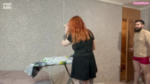 The Stepmother Was Ironing Clothes And Her Stepson Fucks Her Right On The Iron
