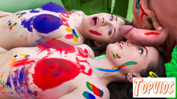 Rose Carter & Selena Love - “We Painted Our Bodies Just for You…” Two Tight Pussies on Father’s Day!