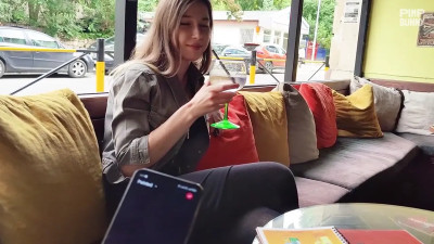 Remote Controlled Orgasm Of My Stepsister At The Bar