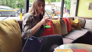 Remote Controlled Orgasm Of My Stepsister At The Bar