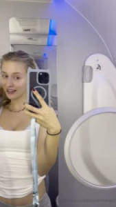 Lena Polanski Fingers Her Pussy Inside A Plane's Bathroom