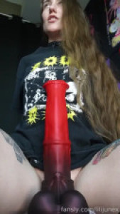 LiliJunex Mounts Her Huge Horse Dildo