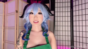 Mvngo Kitty Rides A Monster Dildo In A Waitress Costume