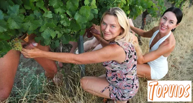 Mya Evans & Linda Caprice - Public cumming at a vineyard