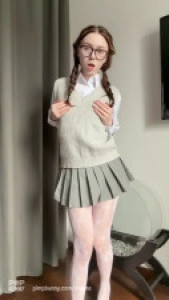 Cute Schoolgirl Stuffs Her Ass With A Dildo In Her Uniform