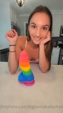 BigBootyBaileyVIP Bounces On Her Thick Colorful Dildo