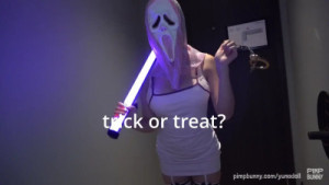 Halloween Girl Visiting Houses Asking To Get Fucked