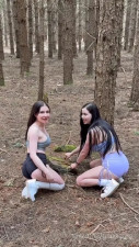 Audrey And Sadie Share A Cock In The Woods