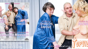 Nadine & Sharon Amore - A hard threesome with a toyboy masseur, horny grandma Sharon Amore & her mature stepdaughter Nadine