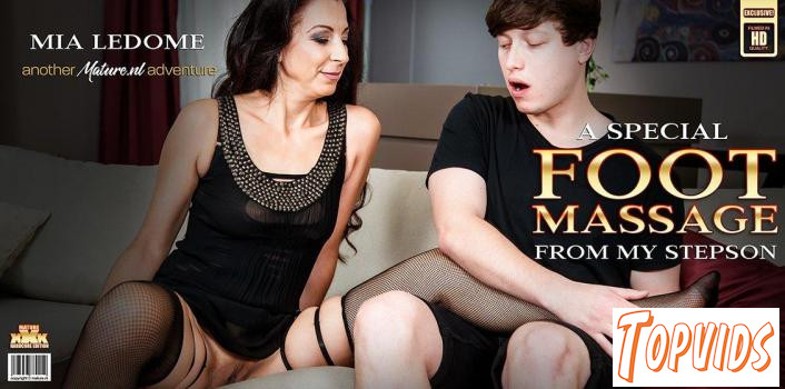 Mia Ledome - Stepmom Mia Ledome is a MILF that gets a special hardcore footmassage from her stepson