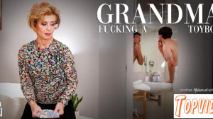 Romana - Toyboy Lenny fucking 73 year old granny Romana in his bed and coming all over her ass
