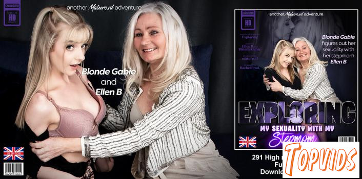 Blonde Gabie & Ellen B  - British hot Blonde Gabie explores her sexuality with her naughty stepmom Ellen B 