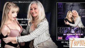 Blonde Gabie & Ellen B  - British hot Blonde Gabie explores her sexuality with her naughty stepmom Ellen B 