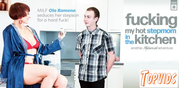 Ola Ramona - Seduced to fuck my hot perfect ass stepmom Ola Ramona in the kitchen while my dad's at work