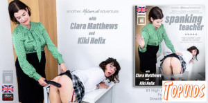 Clara Matthews & Kiki Helix - Hot lesbian student Kiki Helix gets her ass red hot spanked by strict teacher Clara Matthews