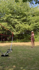 Frances Bentley Plays Badminton While Naked