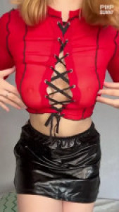 Diana Bless Leather Skirt Strip And Anal Dildo Fuck
