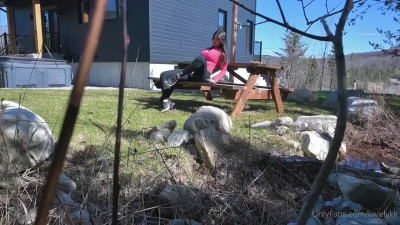 Lovelykk Fingers Her Ass On A Public Bench